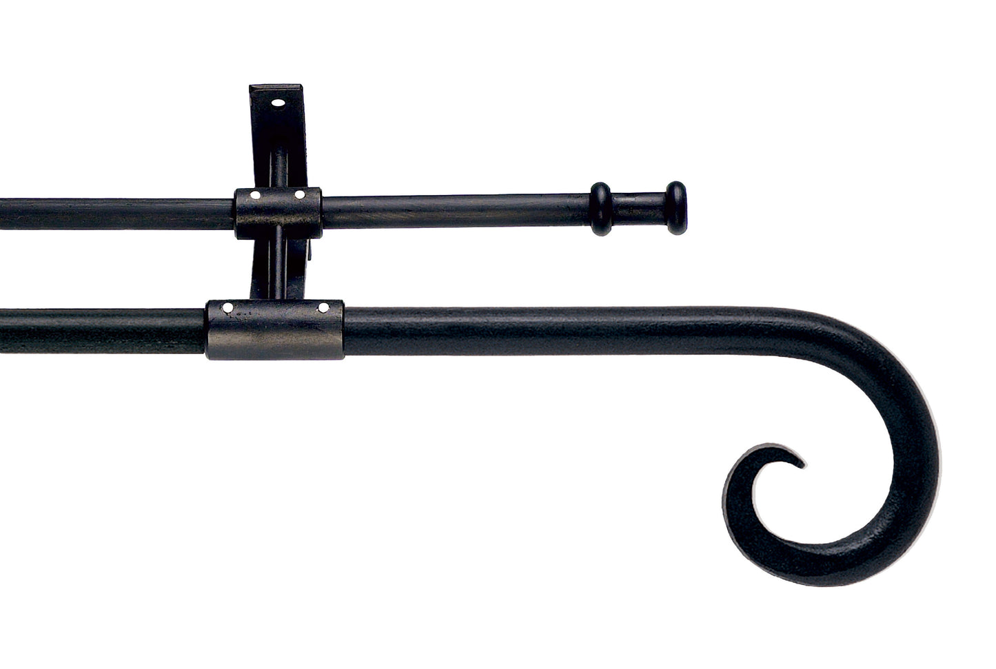 Hallis Artisan Curl 12mm/16mm Wrought Iron Double Metal Curtain Pole - Black