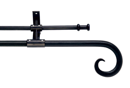 Hallis Artisan Curl 12mm/16mm Wrought Iron Double Metal Curtain Pole - Black