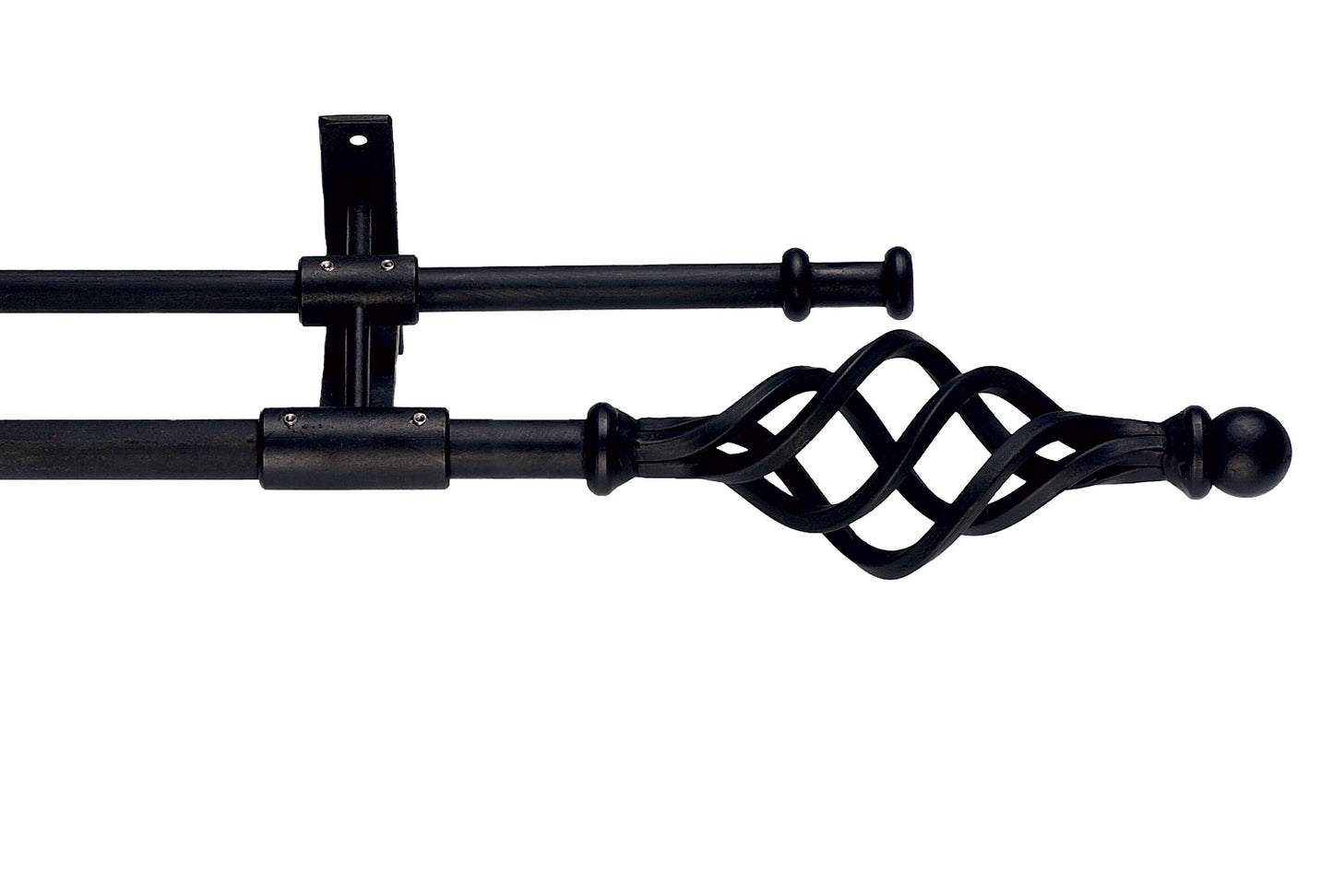 Hallis Artisan Cage 12mm/16mm Wrought Iron Double Metal Curtain Pole - Black