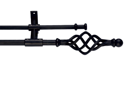 Hallis Artisan Cage 12mm/16mm Wrought Iron Double Metal Curtain Pole - Black