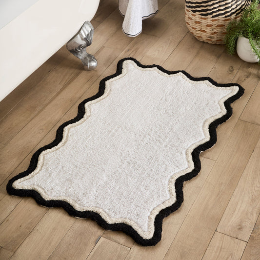 Scallop Bath Mat in Monochrome 50 x 80cm - Bath Mat - Fusion