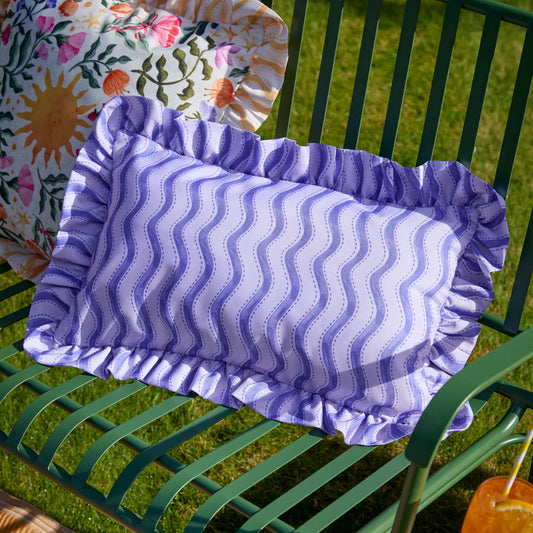 Furn Summer Solstice Wiggly Stripe Outdoor Cushion - Cobalt