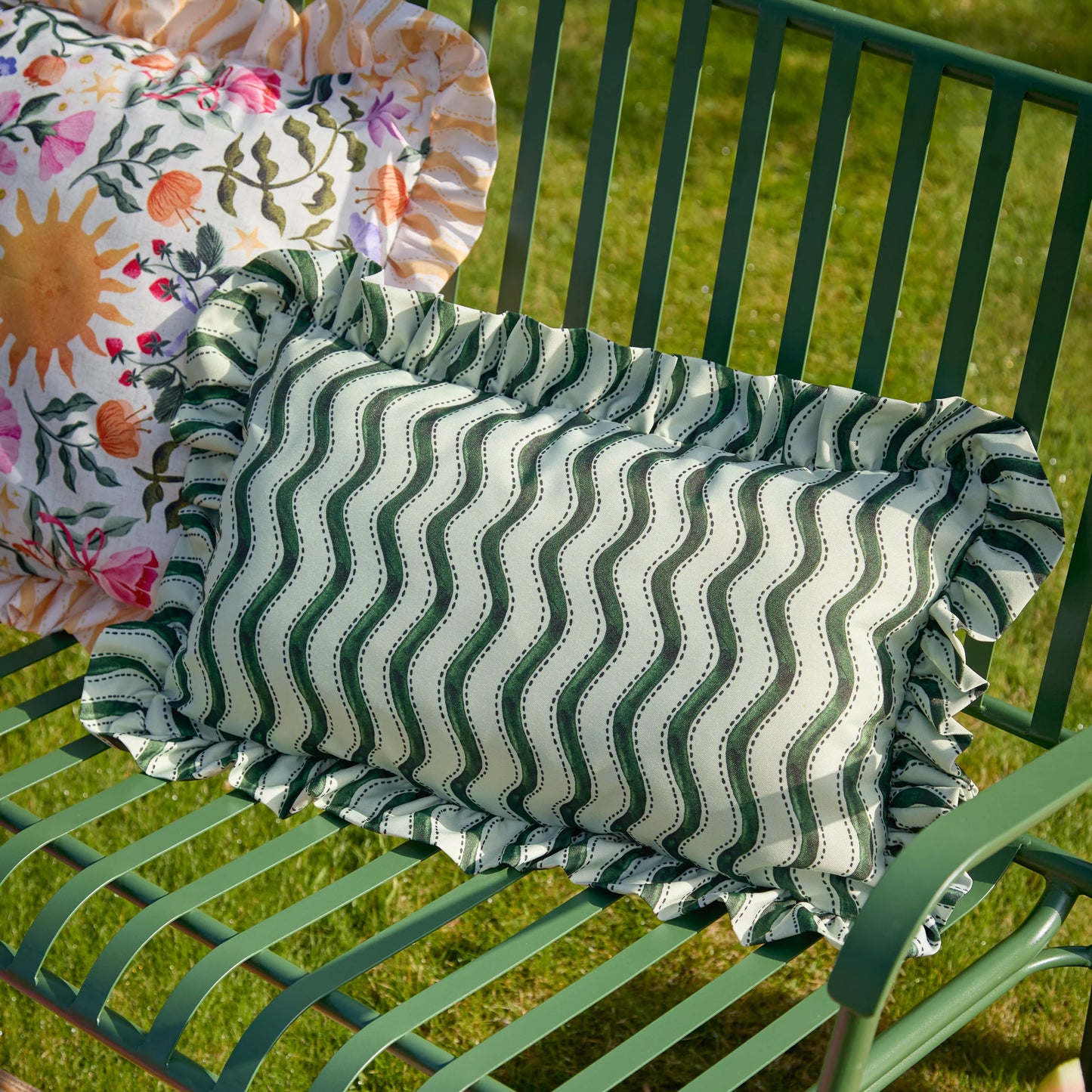 Furn Summer Solstice Wiggly Stripe Outdoor Cushion - Green