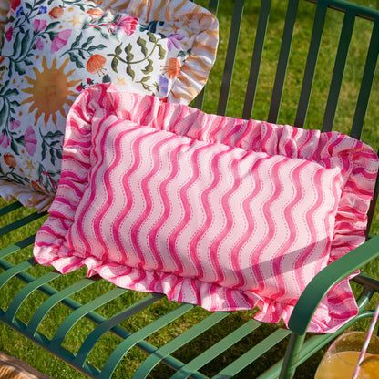 Furn Summer Solstice Wiggly Stripe Outdoor Cushion - Hot Pink