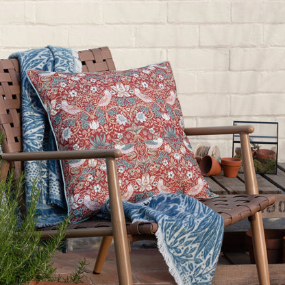 Morris & Co Strawberry Thief Outdoor Cushion - Berry