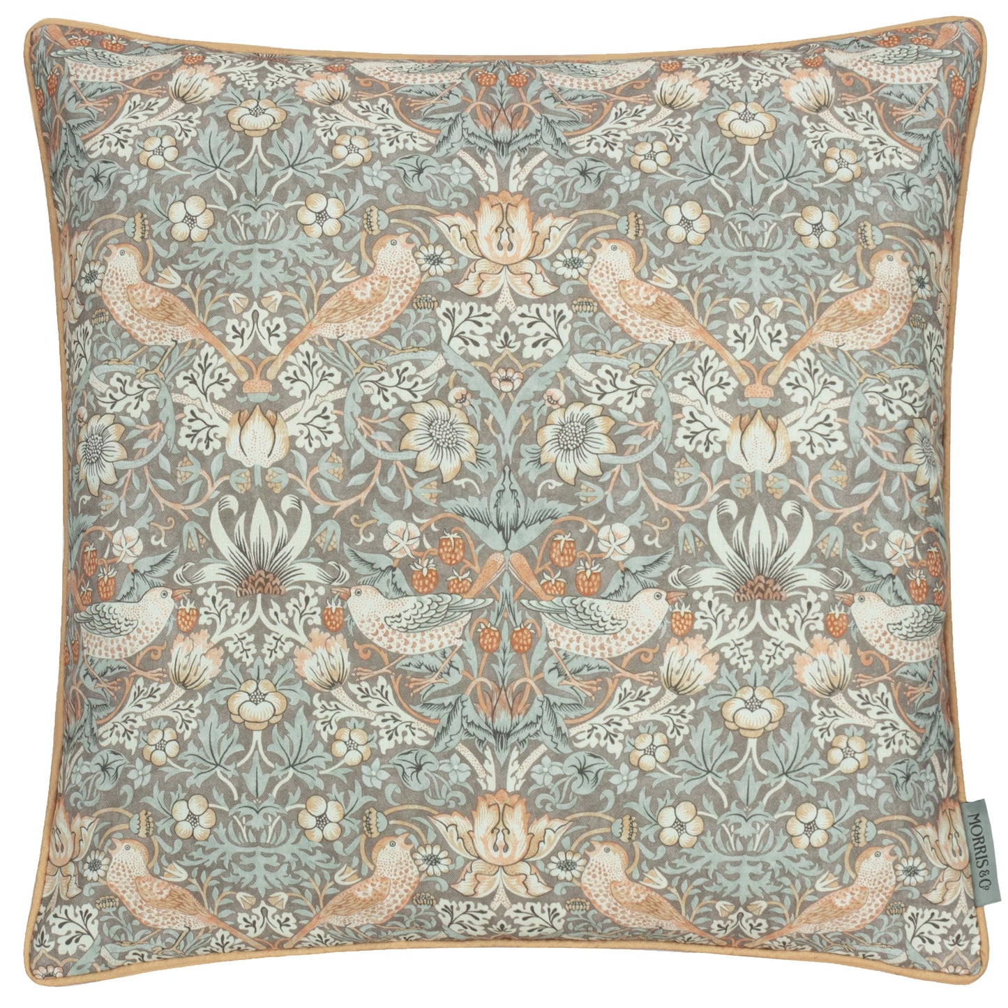 Morris & Co Strawberry Thief Outdoor Cushion - Biscuit