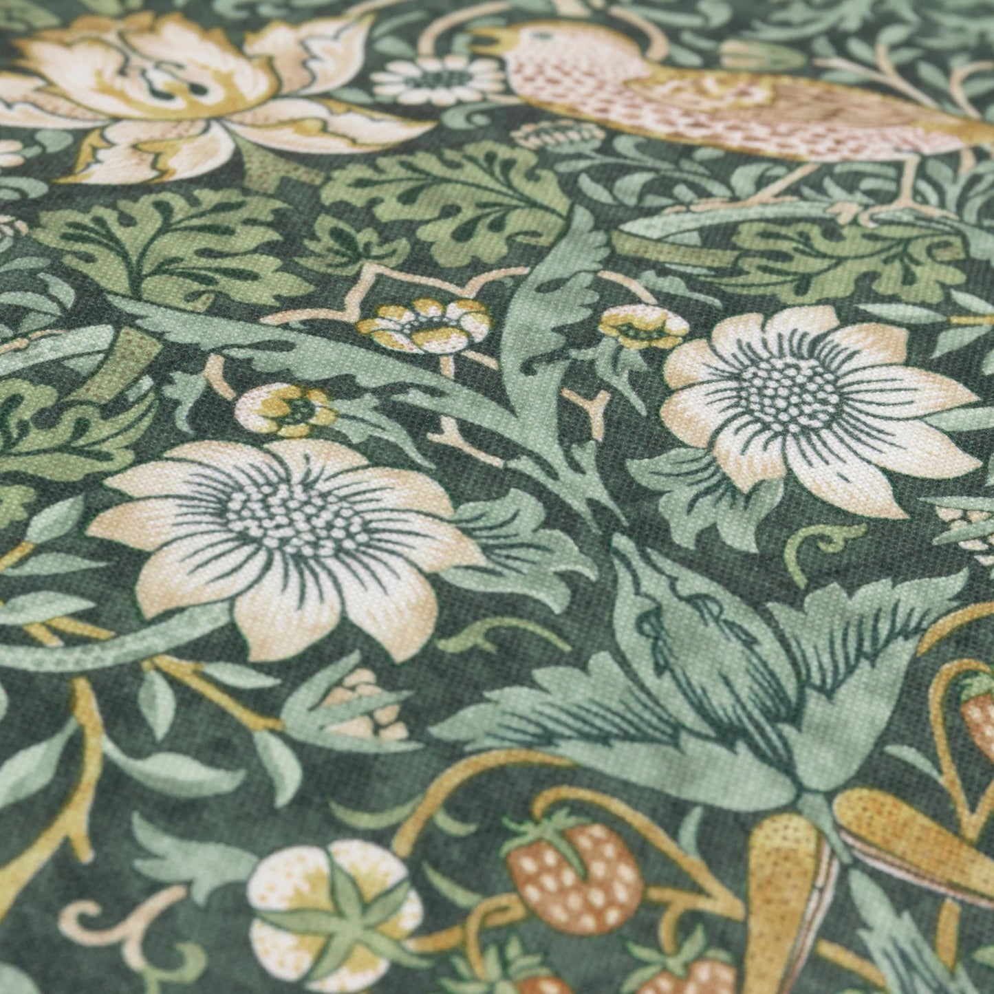 Morris & Co Strawberry Thief Outdoor Cushion - Forest Green