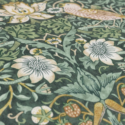 Morris & Co Strawberry Thief Outdoor Cushion - Forest Green