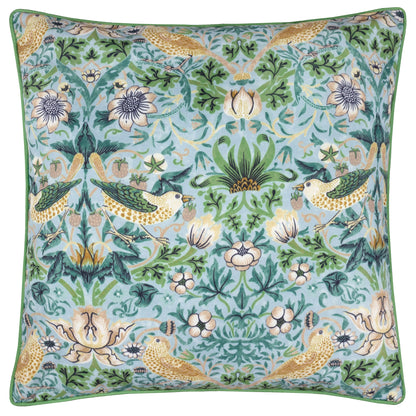 Morris & Co Strawberry Thief Outdoor Cushion - Mineral/Yellow