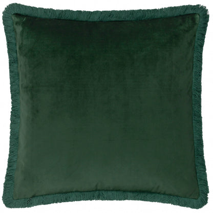 Morris & Co Strawberry Thief Embroidered Velvet Cushion - Forest