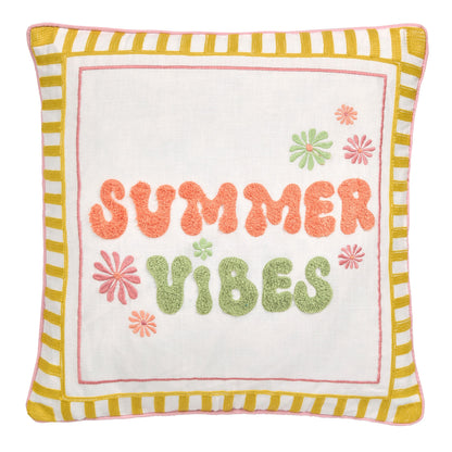Summer Vibes Slogan Cushion in Multi 43 x 43cm - Cushion - Fusion