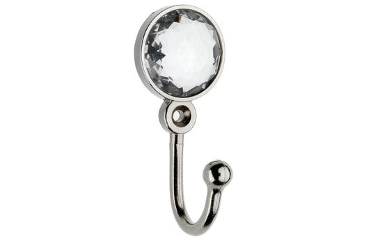 Swish Crystal Metal Curtain Tieback Hooks (Pair) - Satin Steel