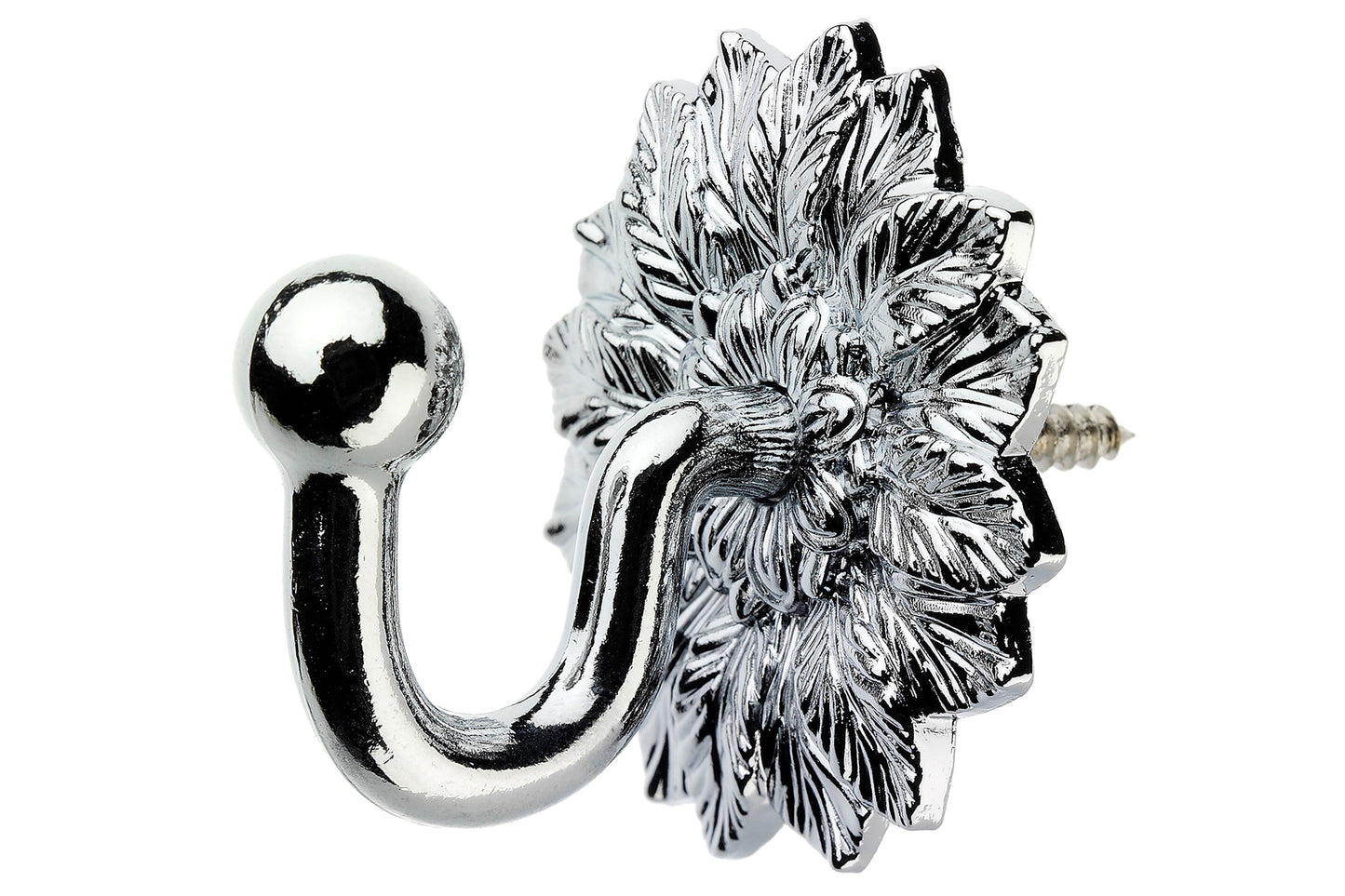 Swish Floral Metal Curtain Tieback Hooks (Pair) - Chrome