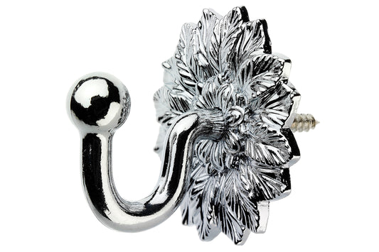 Swish Floral Metal Curtain Tieback Hooks (Pair) - Chrome