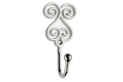 Swish Swirl Metal Curtain Tieback Hooks (Pair) - Satin Steel