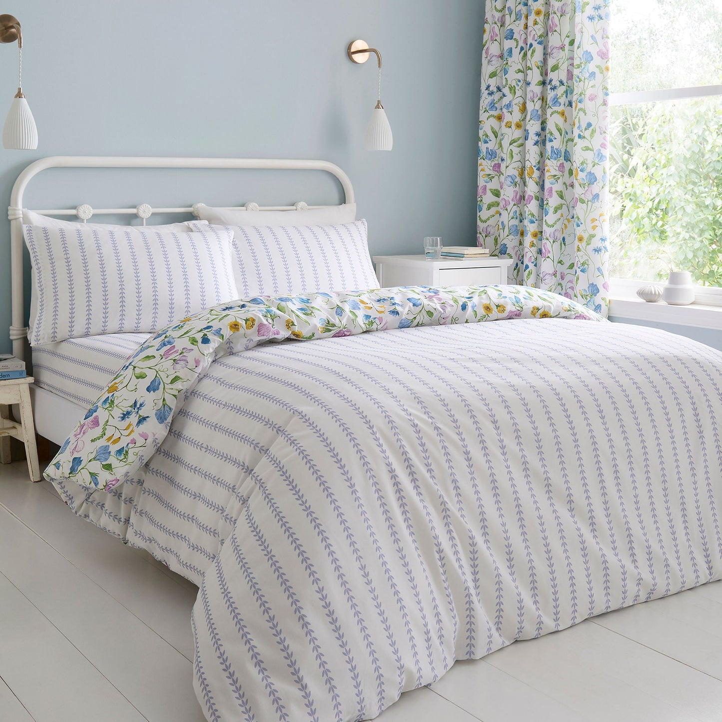Sweetpea Floral Duvet Cover Set in Lilac - Duvet Cover Set - Dreams & Drapes