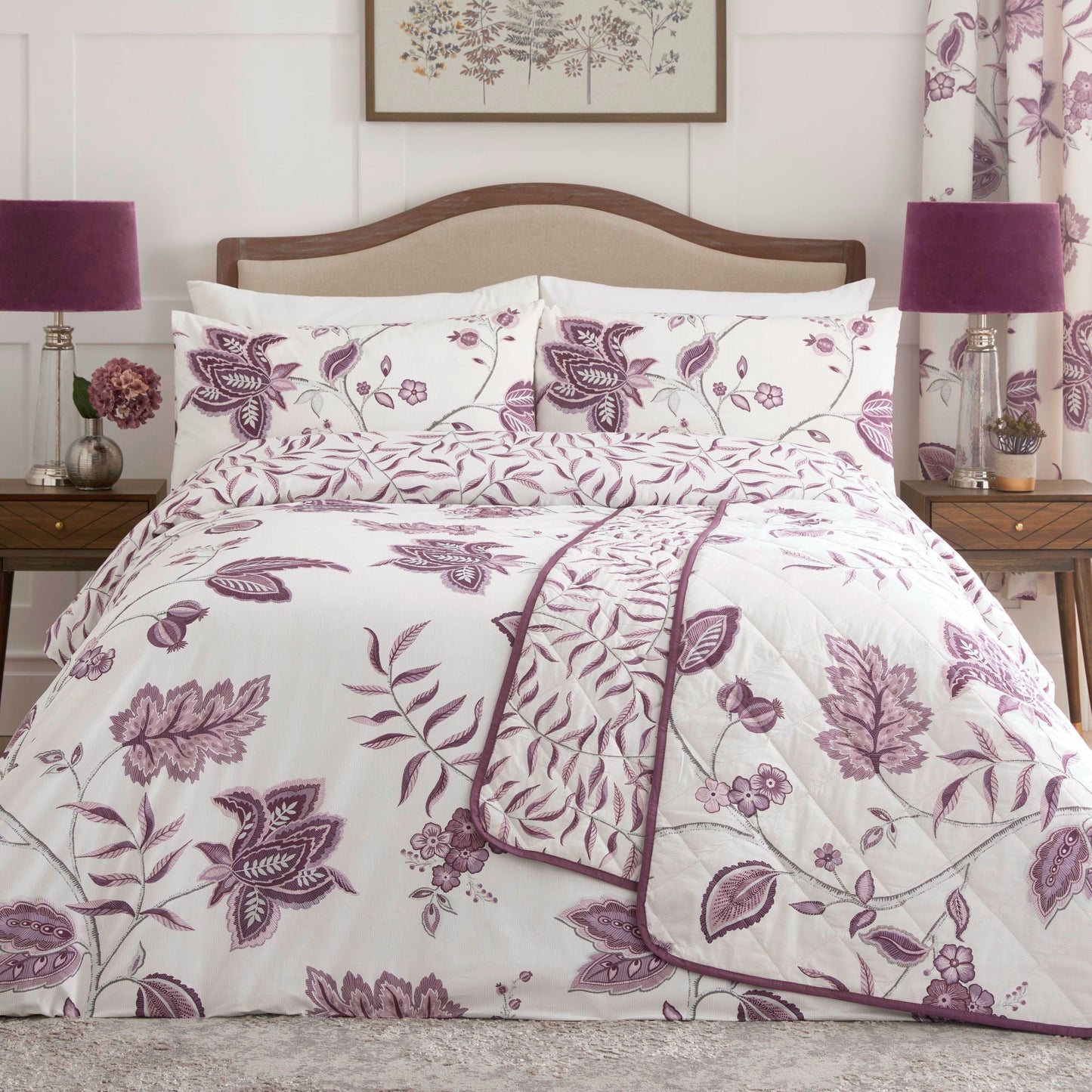 Samira Bedspread by Dreams & Drapes Design in Plum 200cm X 230cm - Bedspread - Dreams & Drapes Design