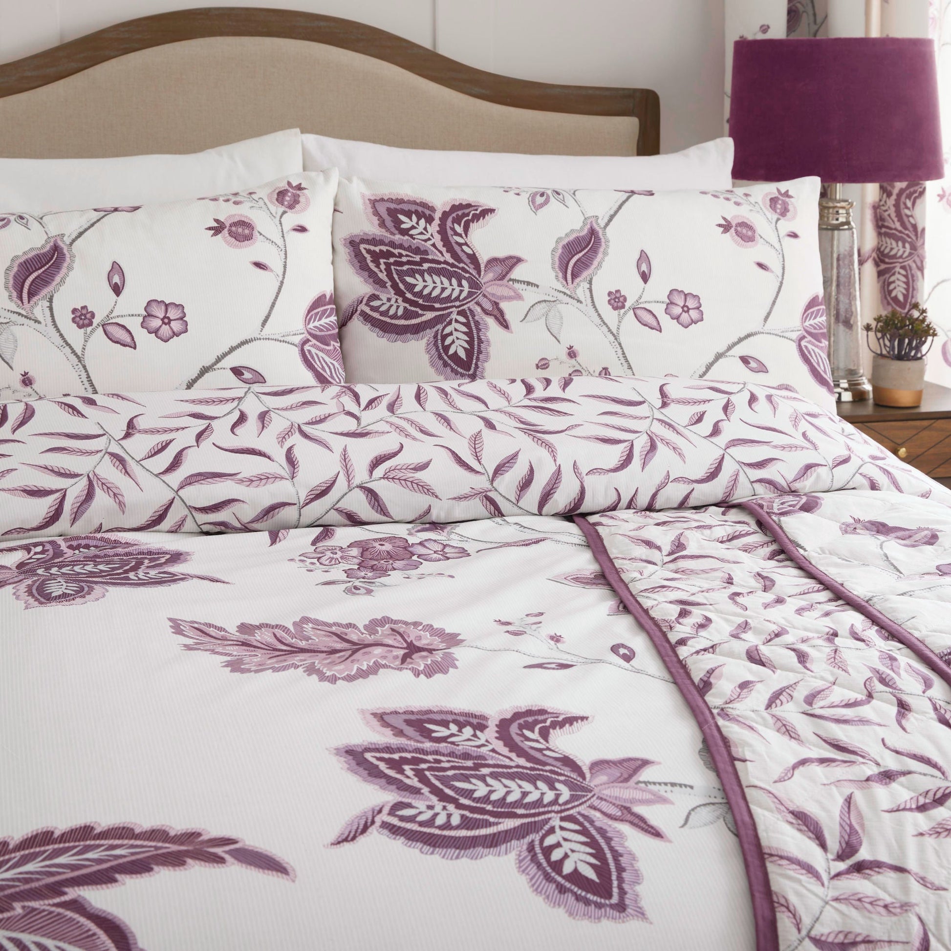 Samira Bedspread by Dreams & Drapes Design in Plum 200cm X 230cm - Bedspread - Dreams & Drapes Design