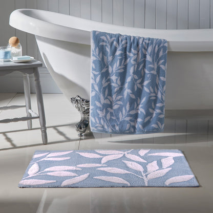 Sandringham Bath Mat by Dreams & Drapes Bathroom in Blue 50 x 80cm - Bath Mat - Dreams & Drapes Bathroom