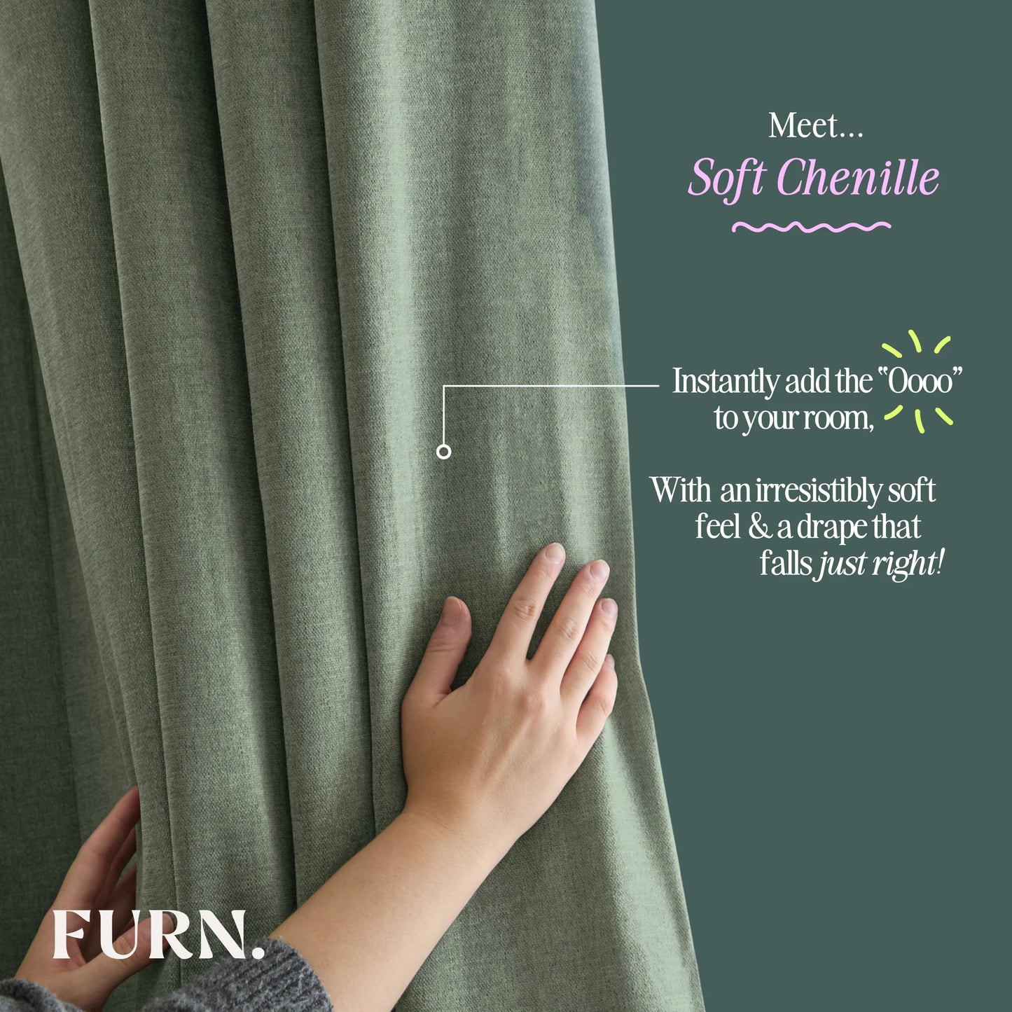 Furn Soft Chenille Blackout Eyelet Curtains - Charcoal