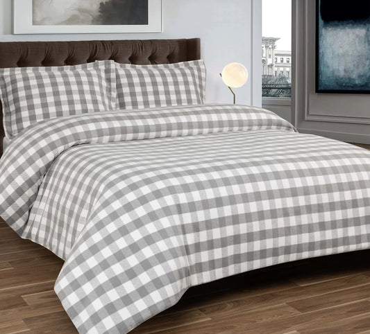 Design Port Stirling Flannel Duvet Cover Set - Grey