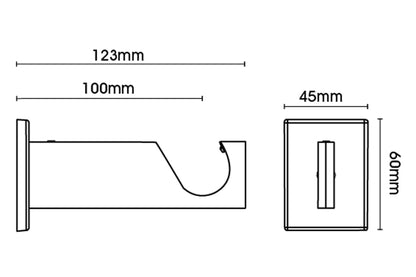 Swish 28mm Luxury Square Metal Curtain Pole Bracket - Chrome
