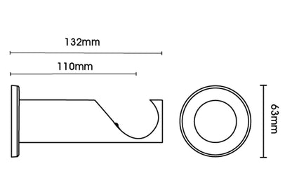 Swish 35mm Luxury Cylinder Metal Curtain Pole Bracket - Chrome