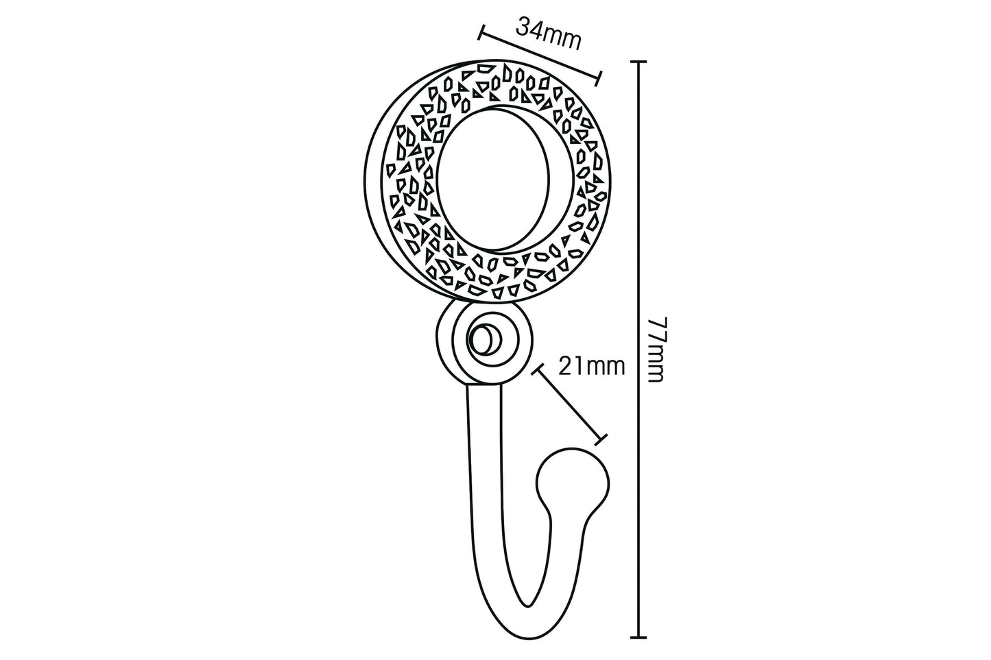 Swish Mosaic Metal Curtain Tieback Hooks (Pair) - Satin Steel
