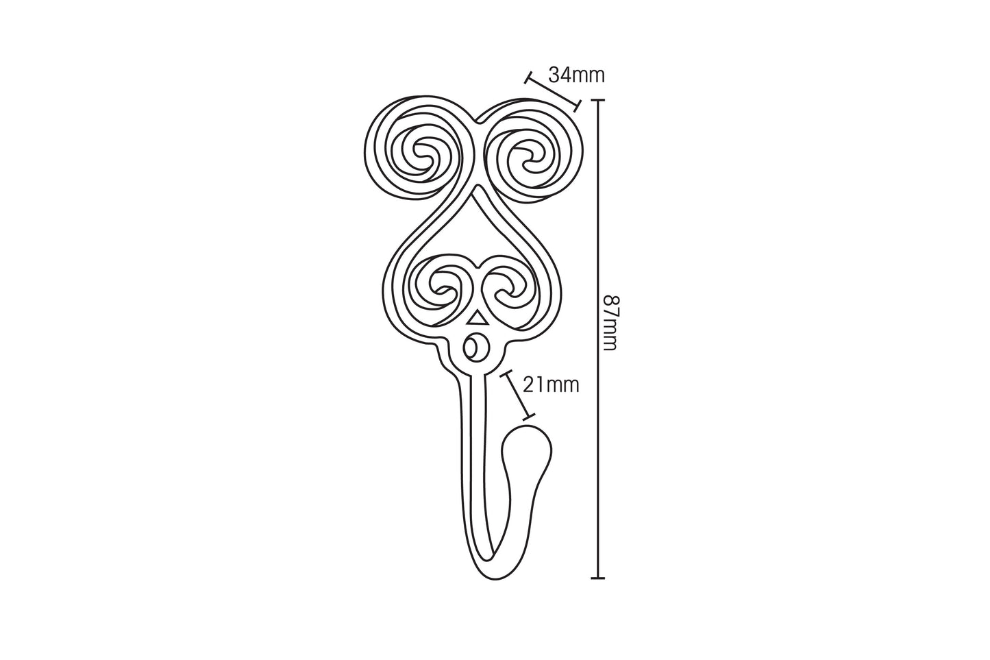 Swish Swirl Metal Curtain Tieback Hooks (Pair) - Satin Steel