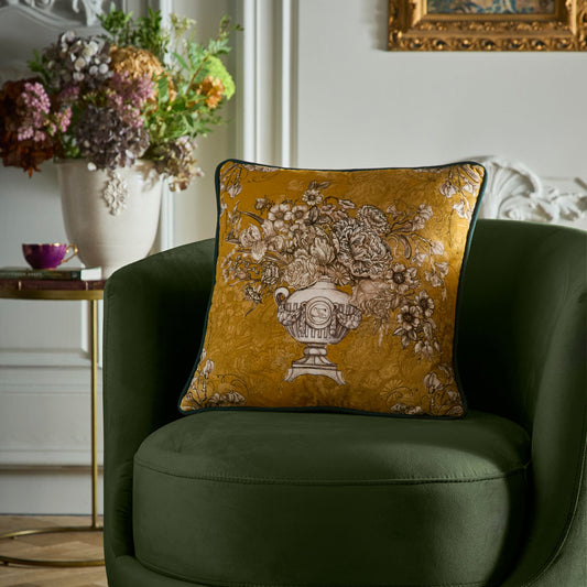 Tuscan Holiday Cushion in Ochre 43 x 43cm - Cushion - Laurence Llewelyn-Bowen