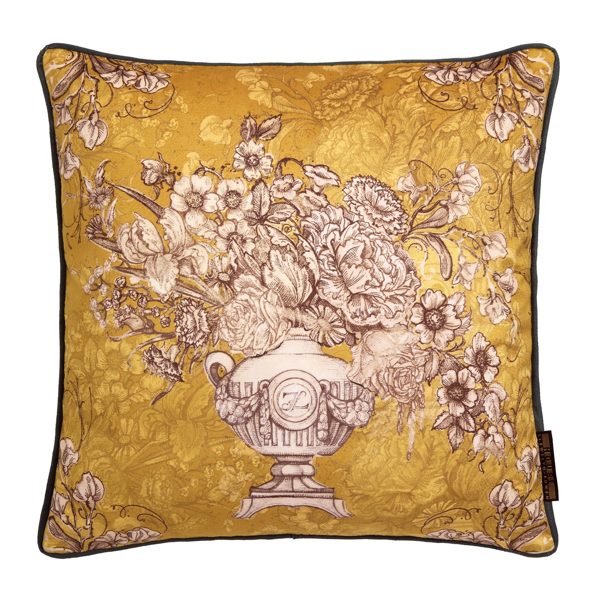 Tuscan Holiday Cushion in Ochre 43 x 43cm - Cushion - Laurence Llewelyn-Bowen
