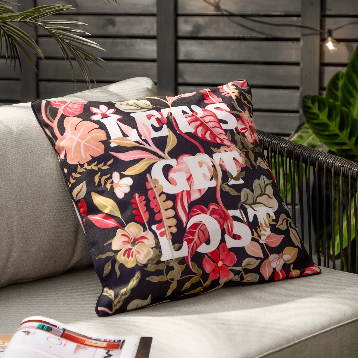 Furn Tropical Bloom Outdoor Cushion - Black
