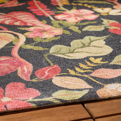 Furn Tropical Bloom Indoor/Outdoor Rug - Black