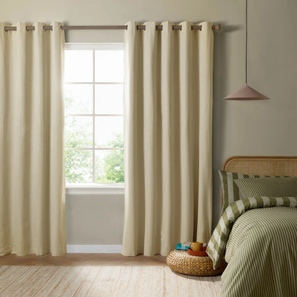 Furn Ultimate Blackout Eyelet Curtains - Custard Cream