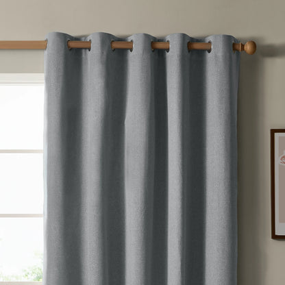 Furn Ultimate Blackout Textured Woven Eyelet Curtains - Denim