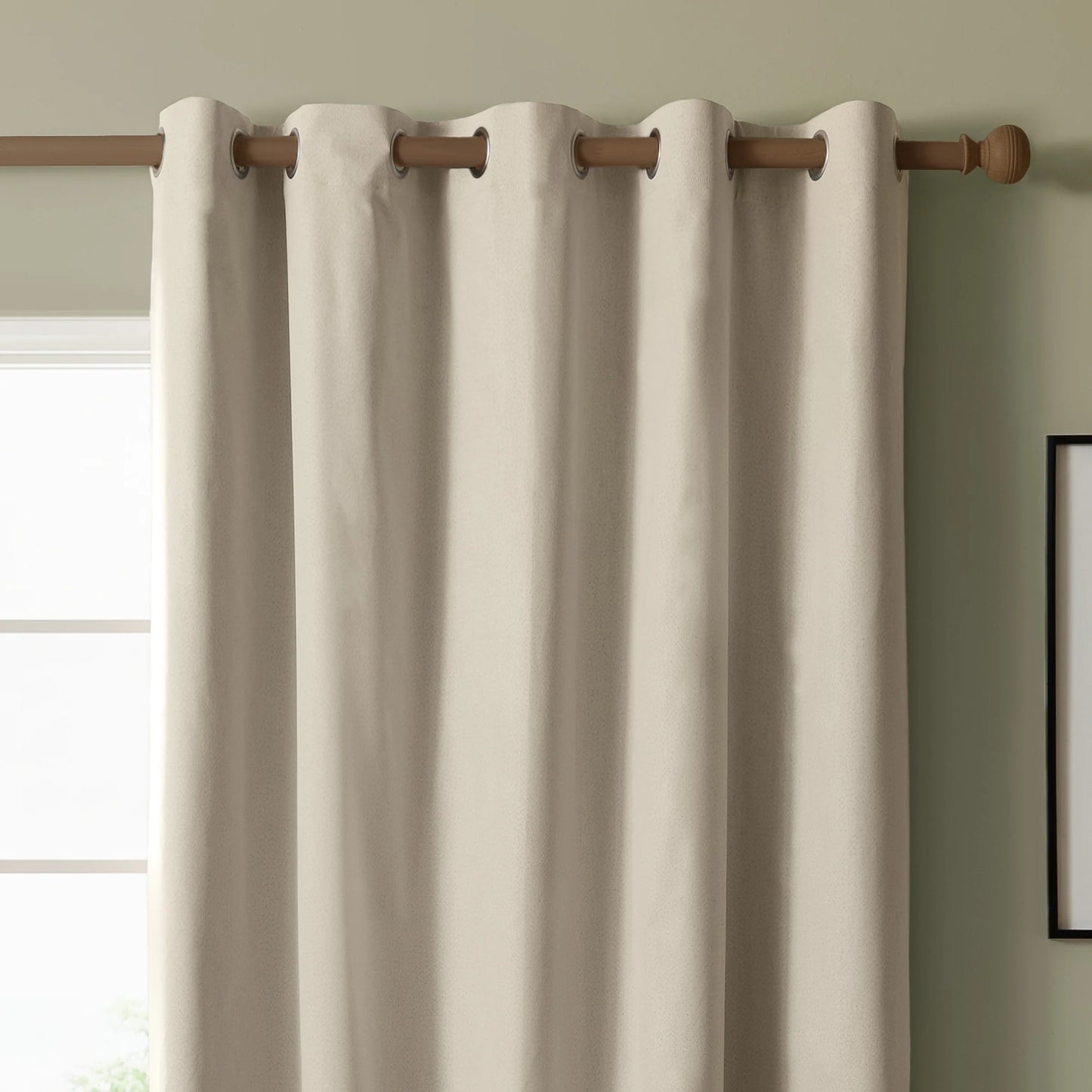 Furn Ultimate Blackout Textured Woven Eyelet Curtains - Ecru