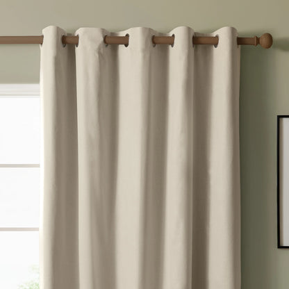 Furn Ultimate Blackout Textured Woven Eyelet Curtains - Ecru