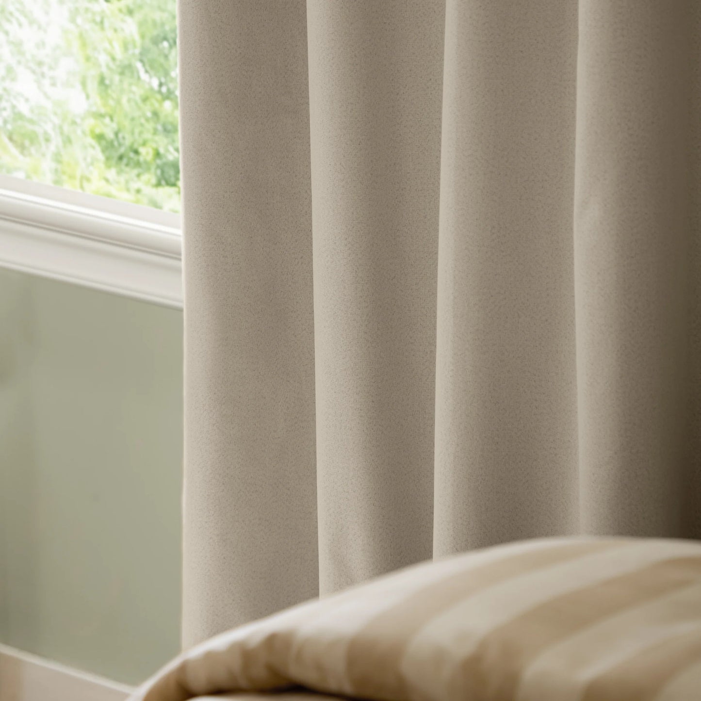 Furn Ultimate Blackout Textured Woven Eyelet Curtains - Ecru