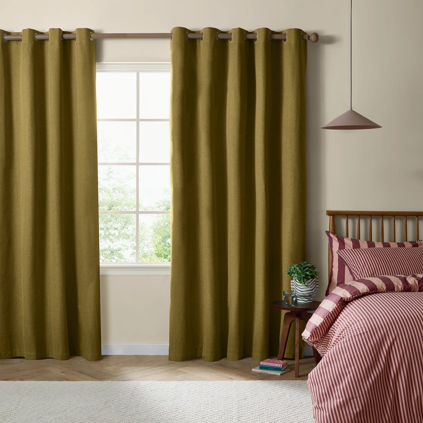 Furn Ultimate Blackout Textured Woven Eyelet Curtains - Forest