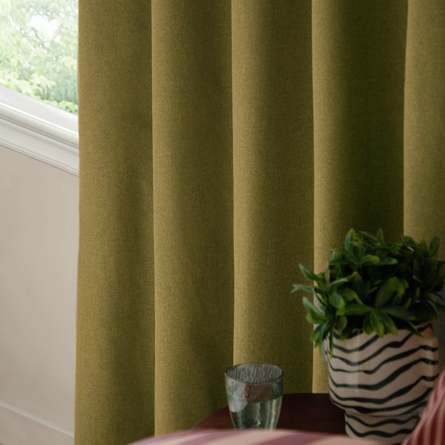 Furn Ultimate Blackout Textured Woven Eyelet Curtains - Forest