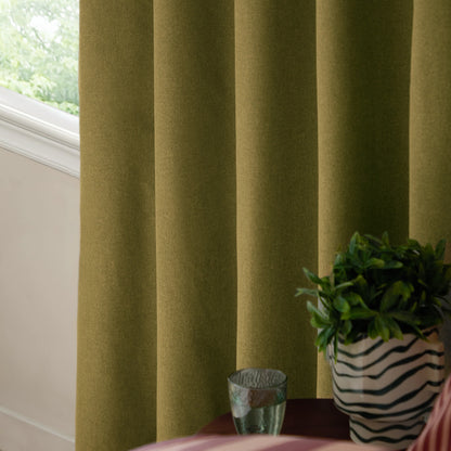 Furn Ultimate Blackout Textured Woven Eyelet Curtains - Forest