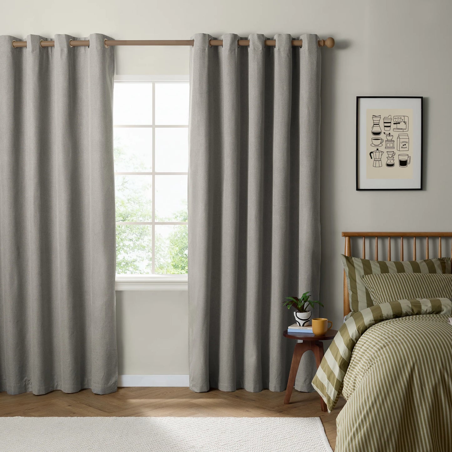 Furn Ultimate Blackout Textured Woven Eyelet Curtains - Grey