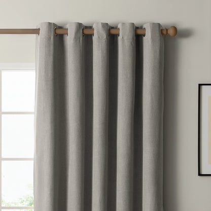 Furn Ultimate Blackout Textured Woven Eyelet Curtains - Grey