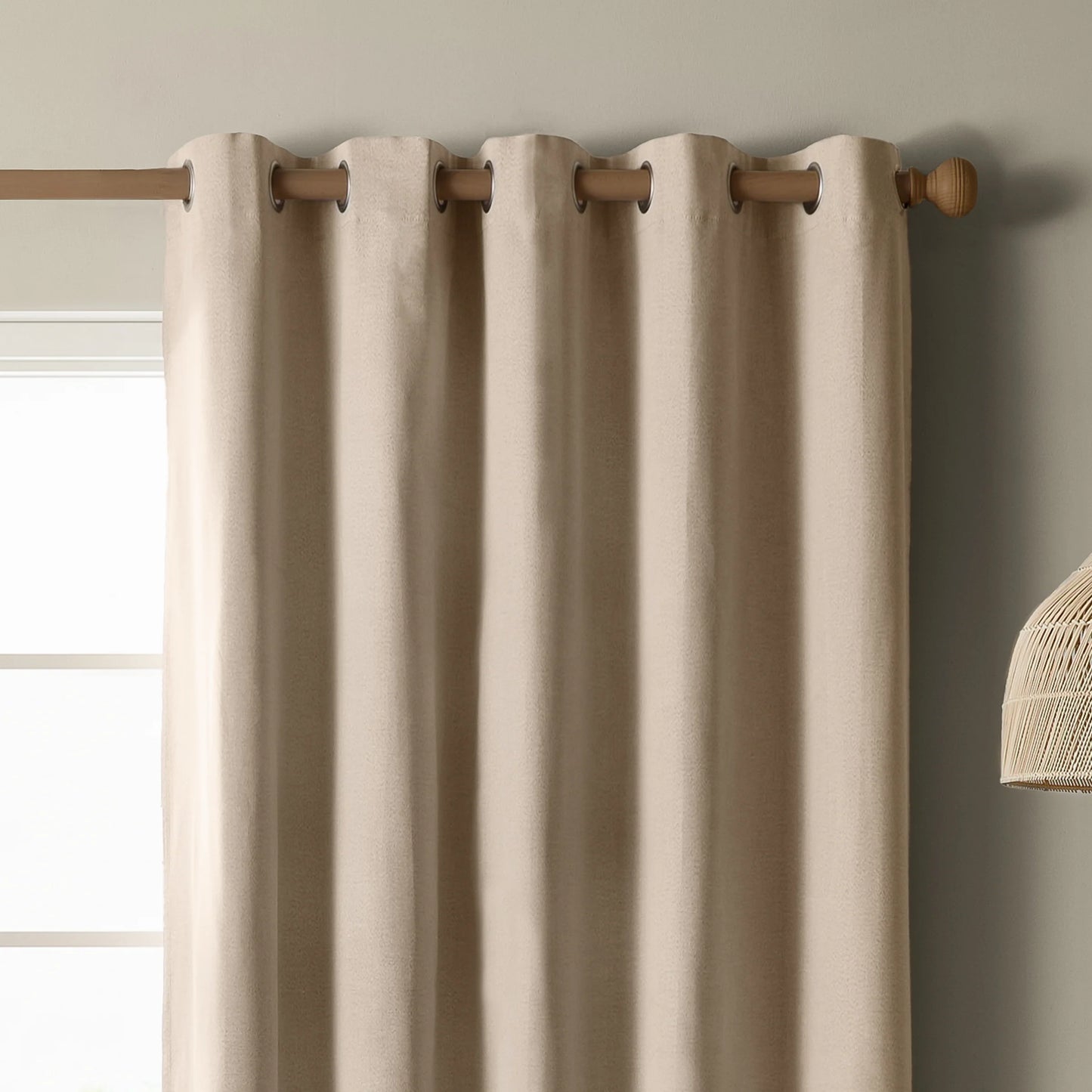 Furn Ultimate Blackout Textured Woven Eyelet Curtains - Natural