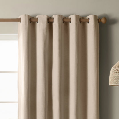 Furn Ultimate Blackout Textured Woven Eyelet Curtains - Natural