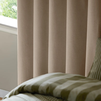 Furn Ultimate Blackout Textured Woven Eyelet Curtains - Natural