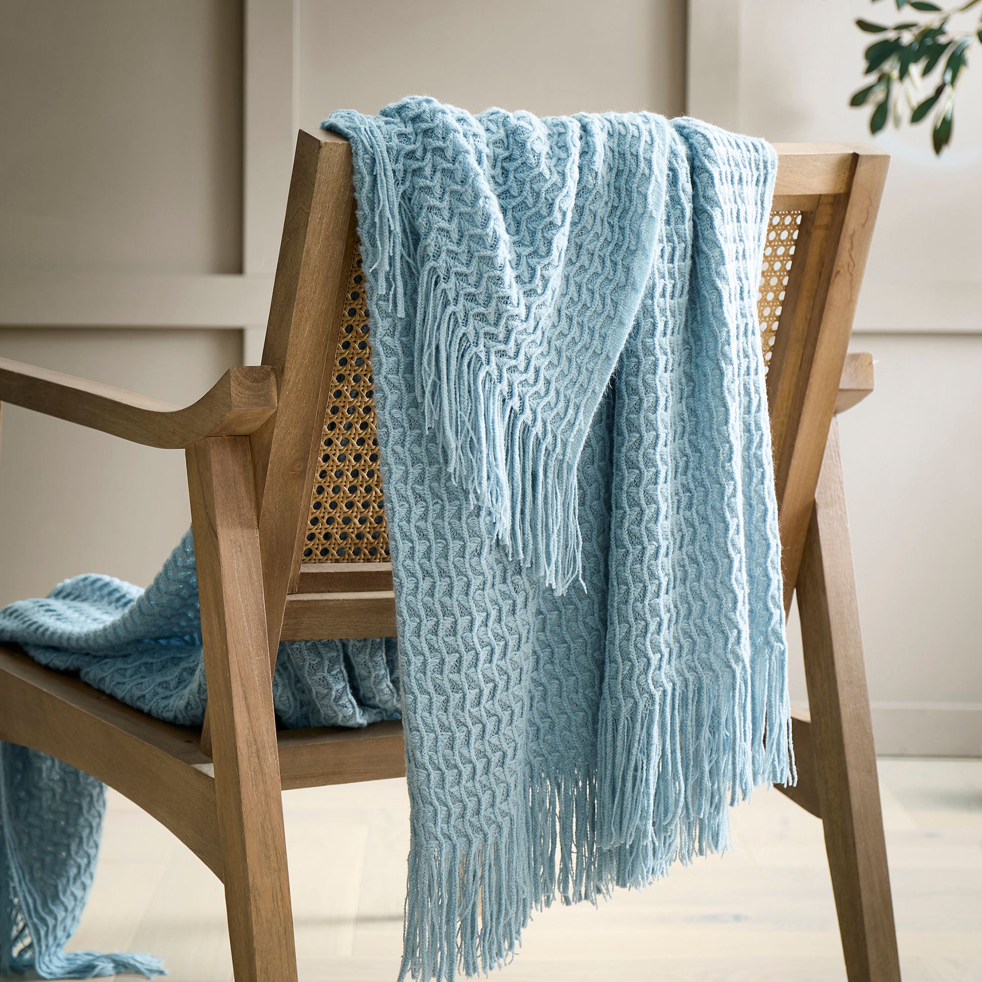 Textured Knit Throw in Blue 130 x 180cm - Throw - Appletree