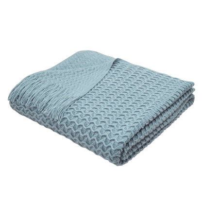 Textured Knit Throw in Blue 130 x 180cm - Throw - Appletree
