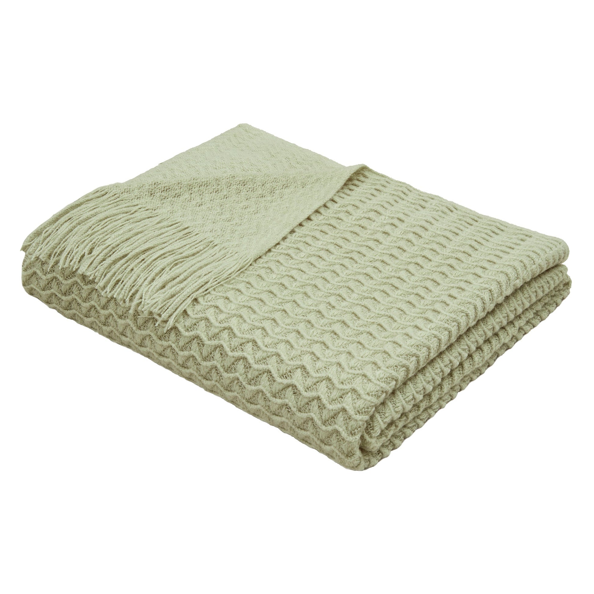 Textured Knit Throw in Green 130 x 180cm - Throw - Appletree