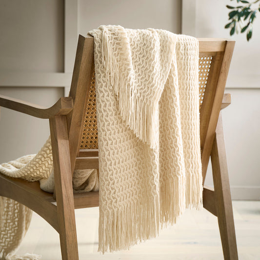 Textured Knit Throw in Natural 130 x 180cm - Throw - Appletree